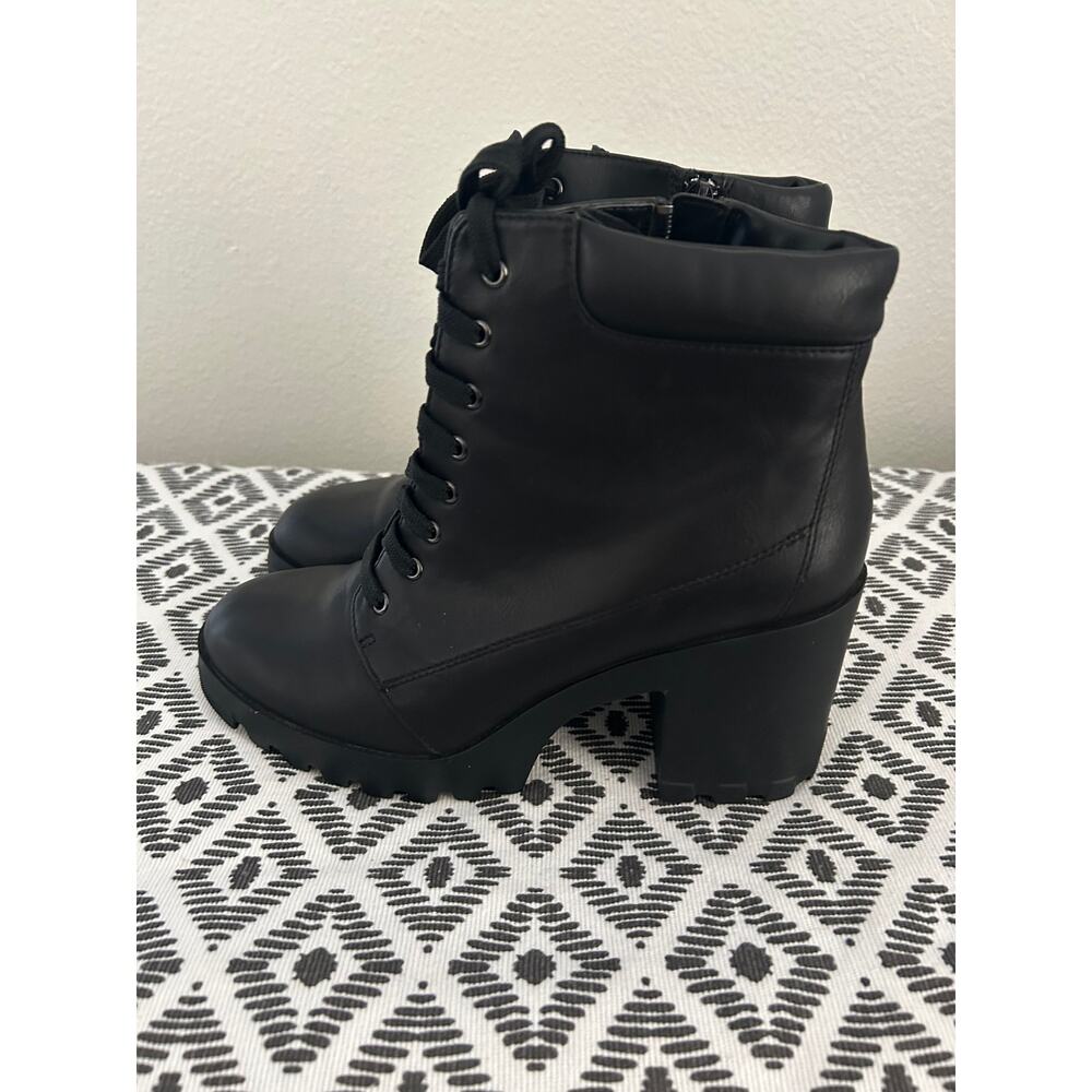ABOUND BLACK CHUNKY COMBAT LACE UP BOOTS SIZE 8.5 - Picture 3 of 7
